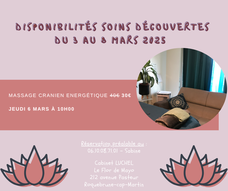 Soin découverte du 3 au 8 mars 2025