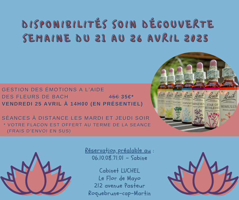 Soin découverte du 21 au 26 avril 2025