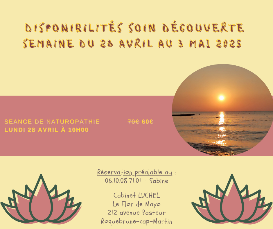 Soin découverte du 28 avril au 3 mai 2025