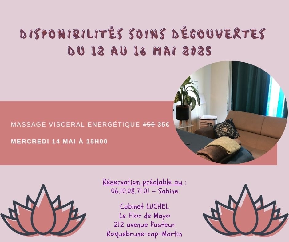 Soin découverte du 12 au 17 mai 2025