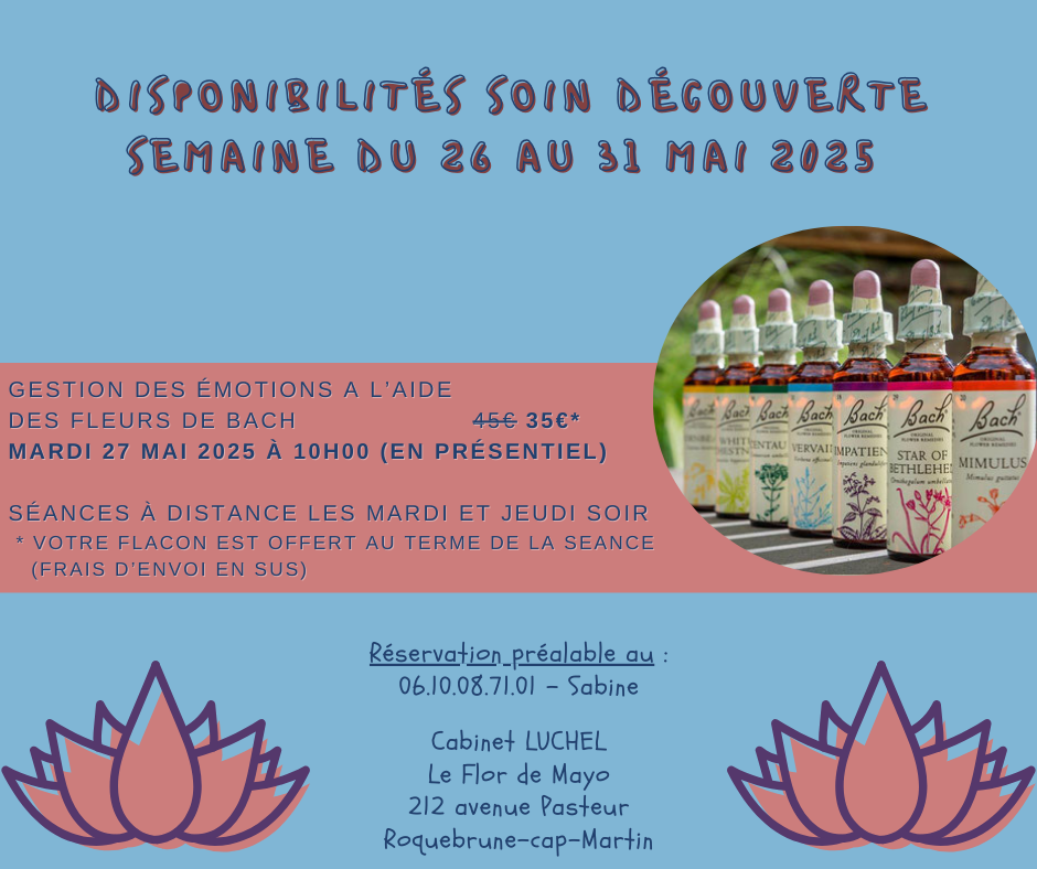 Soin découverte du 26 au 31 mai 2025