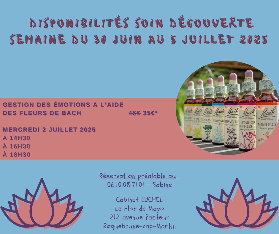 Soin découverte du 30 juin au 5 juillet 2025
