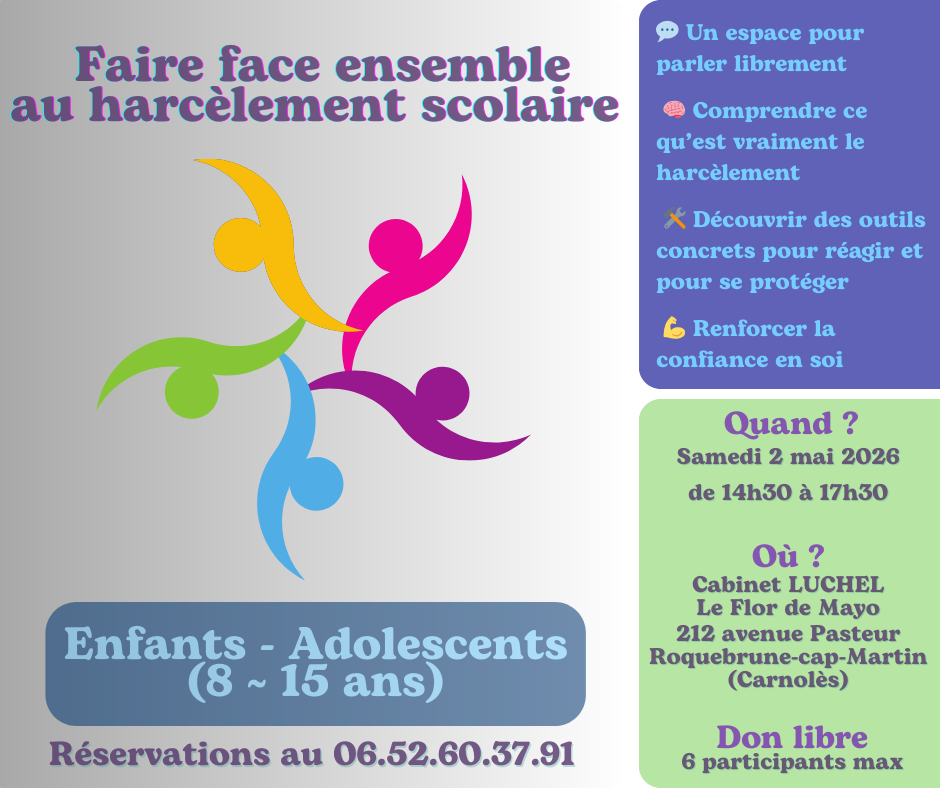 Atelier 'Faire face ensemble au harcèlement scolaire' le samedi 2 mai 2026